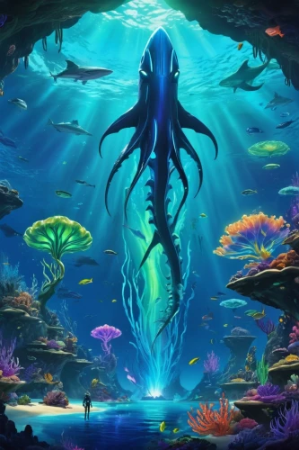 under sea,underwater background,under the sea,undersea,deep sea,aquarium,underwater world,the bottom of the sea,cuthulu,sea-life,underwater landscape,underwater oasis,kraken,apiarium,ocean paradise,marine biology,mermaid background,bottom of the sea,sea life underwater,underwater playground,Illustration,Realistic Fantasy,Realistic Fantasy 20