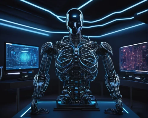 endoskeleton,man with a computer,computer tomography,barebone computer,cybernetics,sci fi surgery room,cyber,computed tomography,skeleltt,cinema 4d,biomechanical,terminator,computer art,3d man,neon human resources,cyborg,radiology,electro,digital compositing,projectionist,Illustration,Black and White,Black and White 27