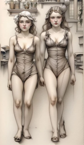 porcelain dolls,the three graces,joint dolls,mirror image,mannequins,porcelaine,gemini,dualism,image manipulation,secret garden of venus,white figures,sewing pattern girls,fractalius,meridians,parallel worlds,two girls,illusion,mirrored,surrealism,photomontage