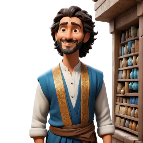 a carpenter,shopkeeper,disney character,male character,aladha,aladin,tinsmith,leonardo devinci,east-european shepherd,candlemaker,main character,merchant,carpenter,bookkeeper,biblical narrative characters,clay animation,winemaker,rapunzel,villagers,basket maker,Anime,Anime,Cartoon