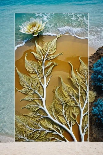 art forms in nature,seaweeds,sand art,seaweed,nature art,natural art,fractals art,sea kale,tide pool,soft coral,glass painting,stony coral,coral swirl,environmental art,coral reefs,kelp,sea lettuce,beach landscape,greens beach,gold foil art