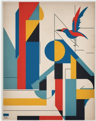 mondrian,cubism,art deco,abstract retro,abstract shapes,braque francais,wingert,ornithology,tiegert,picasso,vintage art,abstraction,bird painting,seabird,saurer-hess,graphisms,composition,art deco frame,bird frame,birds in flight,Art,Artistic Painting,Artistic Painting 43