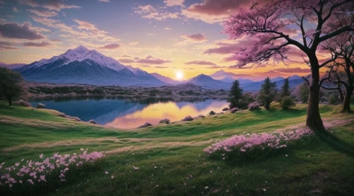 beautiful landscape,landscape background,landscapes beautiful,purple landscape,nature landscape,mountain landscape,mountain sunrise,landscape nature,fantasy landscape,mountain scene,meadow landscape,natural scenery,background view nature,alpine sunset,mountainous landscape,natural landscape,the natural scenery,mount scenery,fantasy picture,mountain meadow