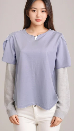 long-sleeved t-shirt,blouse,cotton top,hanbok,women's clothing,bodice,undershirt,plus-size model,shirt,garment,premium shirt,korean,in a shirt,women clothes,isolated t-shirt,tshirt,active shirt,tee,ladies clothes,long-sleeve,Female,East Asians,Curtained Hair,Youth adult,L,Confidence,Sweater With Jeans,Pure Color,Light Pink