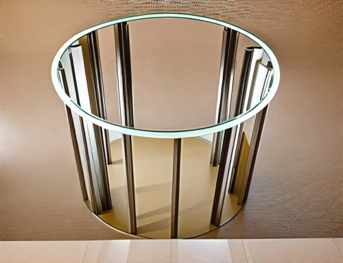 parabolic mirror,circular staircase,exterior mirror,mirror frame,circle shape frame,metal railing,wood mirror,winding staircase,revolving door,metallic door,ceiling fixture,ceiling light,art deco frame,door mirror,wall light,double-walled glass,ceiling lamp,room divider,spiral staircase,gold stucco frame,Photography,General,Realistic