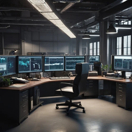 trading floor,modern office,monitors,control desk,blur office background,computer room,working space,fractal design,control center,computer workstation,the server room,offices,office automation,monitor wall,data center,stock exchange broker,computer desk,dispatcher,computer monitor,in a working environment