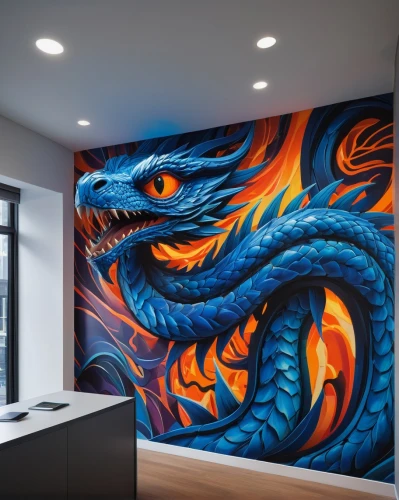 painted dragon,dragon design,fire breathing dragon,wall decoration,creative office,wall art,charizard,wall painting,chinese dragon,modern decor,dragon li,dragon,dragon fire,dragon of earth,interior design,wyrm,dragons,wall decor,mural,black dragon,Art,Artistic Painting,Artistic Painting 34