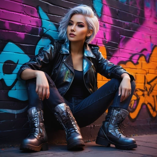 leather boots,leather jacket,leather,punk,ankle boots,wallis day,black leather,leather hiking boots,leather shoes,lycia,women's boots,cool blonde,boots,knee-high boot,denim jacket,grunge,motorcycle boot,femme fatale,steel-toed boots,tori,Conceptual Art,Sci-Fi,Sci-Fi 22