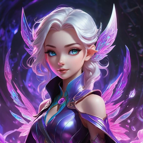 elsa,violet head elf,fantasy portrait,tiber riven,show off aurora,aurora,elza,fae,ice queen,lux,luna,custom portrait,fantasia,dark elf,sorceress,twitch icon,venera,portrait background,mezzelune,evil fairy,Unique,3D,3D Character