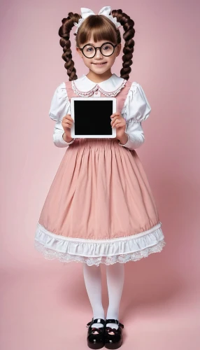 little girl in pink dress,doll dress,girl at the computer,little girl dresses,vintage doll,reading glasses,women in technology,female doll,dress doll,tutu,kids glasses,holding ipad,personal computer,mini e,e-book readers,crinoline,digital vaccination record,computer freak,librarian,fashion doll,Conceptual Art,Daily,Daily 06