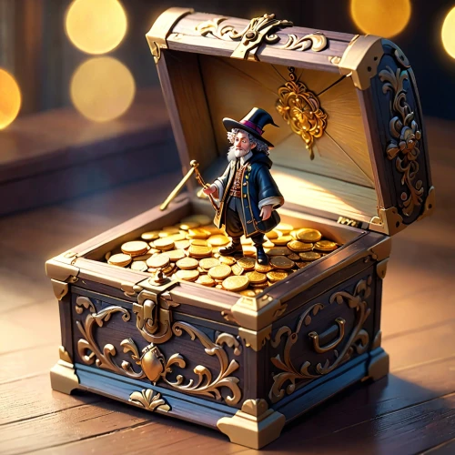 treasure chest,pirate treasure,savings box,moneybox,music box,musical box,card box,watchmaker,treasure,treasure hunt,gnome and roulette table,treasure house,gold bullion,music chest,merchant,gold shop,clockmaker,gift box,gold is money,collected game assets,Anime,Anime,Cartoon