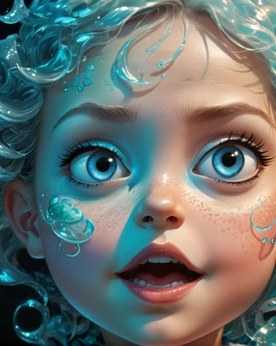 water nymph,blue eyes,baby blue eyes,fantasy portrait,mermaid background,water pearls,world digital painting,elsa,doll's facial features,the blue eye,blue eye,digital painting,mermaid vectors,angel's tears,mystical portrait of a girl,3d fantasy,little girl fairy,underwater background,ojos azules,baby's tears,Illustration,Abstract Fantasy,Abstract Fantasy 23