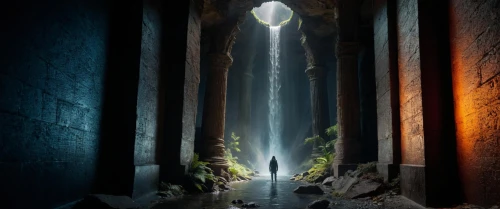 chasm,the pillar of light,underground lake,beam of light,games of light,portals,descent,cenote,canal tunnel,dungeon,the light,wall tunnel,tunnel,water fall,the mystical path,hollow way,inner light,mountain spring,cave on the water,cistern