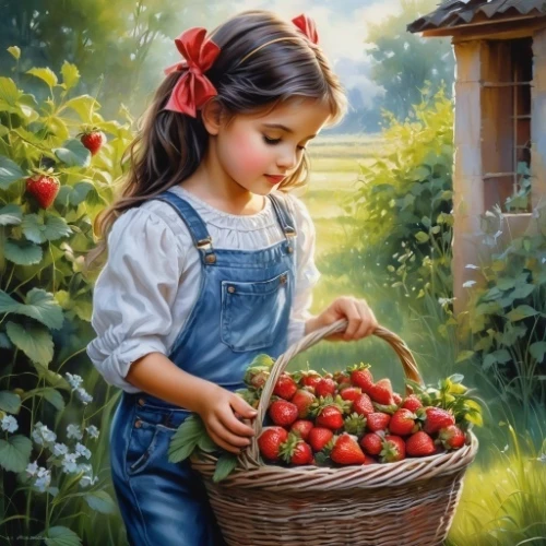 girl picking apples,strawberries,sweet cherries,strawberry,berries,fresh berries,red berries,oil painting on canvas,red strawberry,virginia strawberry,girl picking flowers,bubble cherries,rowanberries,cherries,oil painting,strawberry ripe,strawberry plant,heart cherries,garden berry,salad of strawberries