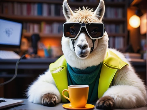 animals play dress-up,hipster,working dog,sheep-dog,borzoi,barista,cortado,bazlama,coffee break,lama,anthropomorphized animals,working animal,stylish boy,dog photography,blonde dog,sighthound,dog cafe,llama,businessperson,legerhond,Art,Artistic Painting,Artistic Painting 39