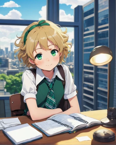 darjeeling,darjeeling tea,honolulu,belarus byn,shinjuku,hojicha,girl studying,desk,secretary,meteora,ganai,wiz,kasperle,uruburu,erika,kotobukiya,office worker,emerald,office desk,blur office background,Illustration,Retro,Retro 04