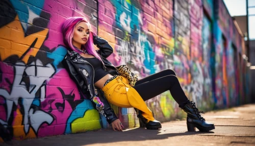 yellow purse,yellow and black,yellow brick wall,gold and purple,leather boots,lindsey stirling,violinist,purple and gold,leather shoes,toni,latex,stilettos,yellow wall,femme fatale,ankle boots,fashionista,violinist violinist,latex clothing,high heels,leather,Conceptual Art,Graffiti Art,Graffiti Art 01