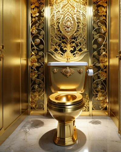 luxury bathroom,gold lacquer,gold paint stroke,gold plated,gold wall,plumbing fixture,gold stucco frame,versace,golden dragon,art deco,the throne,gold ornaments,gold paint strokes,art nouveau design,decorative element,bathroom accessory,abstract gold embossed,decorative fountains,gold leaf,ornate,Photography,General,Realistic