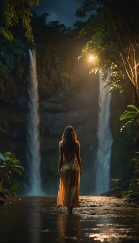 moana,fantasy picture,the night of kupala,woman at the well,digital compositing,enchanted,mowgli,hula,mystical portrait of a girl,romantic scene,the enchantress,merida,tiana,enchanting,full hd wallpaper,photo manipulation,before the dawn,fantasia,beauty scene,magical moment,Photography,General,Cinematic