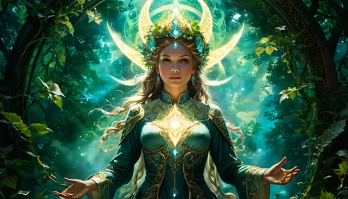 dryad,the enchantress,elven,elven forest,priestess,sorceress,druid,anahata,faerie,blue enchantress,light bearer,holy forest,fantasy art,faery,fantasy portrait,mother earth,sunroot,mystical portrait of a girl,celtic queen,star mother,Conceptual Art,Fantasy,Fantasy 05