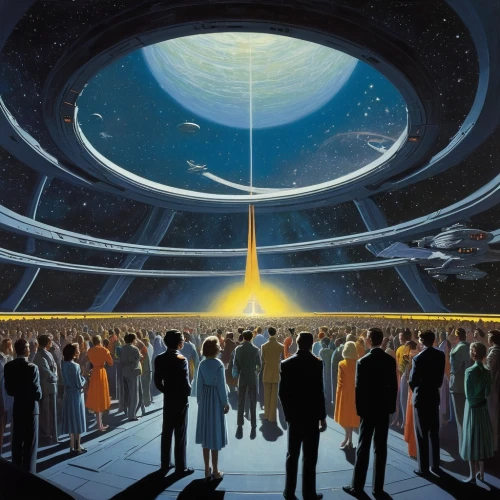 close encounters of the 3rd degree,science-fiction,starship,planetarium,musical dome,science fiction,sci fiction illustration,40 years of the 20th century,saucer,cosmos,federation,pioneer 10,sci-fi,sci - fi,space art,flying saucer,spaceship space,futuristic art museum,sci fi,uss voyager,Conceptual Art,Sci-Fi,Sci-Fi 16