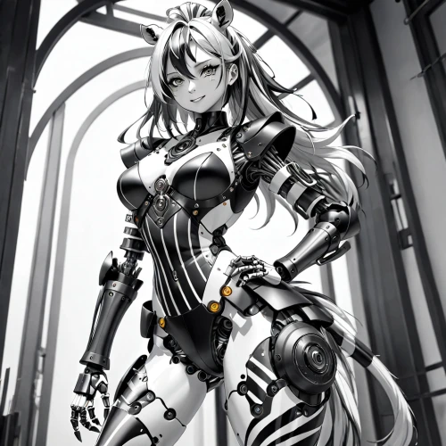 armored animal,armored,royal tiger,biomechanical,kos,cat warrior,armor,knight armor,widowmaker,armour,cybernetics,silver,crusader,grayscale,kitsune,chrome,alloy,m4a4,cyborg,scifi,Anime,Anime,General