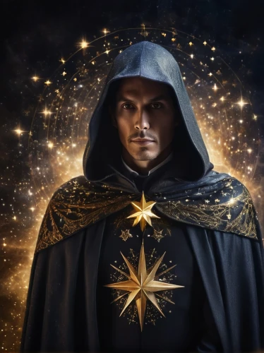 cg artwork,star of the cape,christ star,star of bethlehem,fantasy portrait,the ethereum,archimandrite,sci fiction illustration,emperor of space,benediction of god the father,zodiac sign libra,libra,the abbot of olib,ethereum icon,the star of bethlehem,the archangel,bethlehem star,world digital painting,advent star,cloak,Photography,Artistic Photography,Artistic Photography 04
