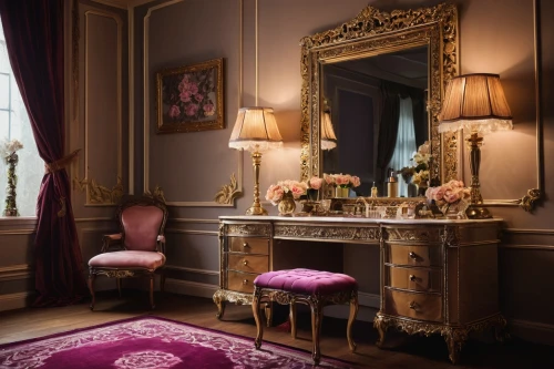 dressing table,ornate room,napoleon iii style,beauty room,casa fuster hotel,danish room,venice italy gritti palace,royal interior,damask,boutique hotel,rococo,orsay,interior decor,chateau margaux,interior decoration,antique furniture,sitting room,hotel de cluny,chaise lounge,wade rooms,Illustration,American Style,American Style 14