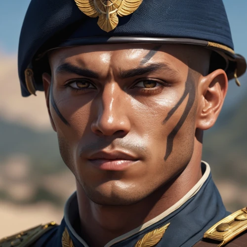 peaked cap,military uniform,beret,admiral von tromp,alexander,marine,brown sailor,napoleon bonaparte,male character,the emperor's mustache,francisco,sultan,caesar,pupils,rome 2,sinai,soldier,roman soldier,ventura,military officer,Photography,General,Realistic