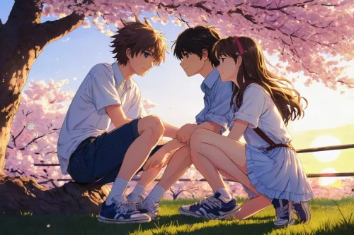 girl and boy outdoor,romantic scene,the cherry blossoms,cherry blossoms,spring background,chidori is the cherry blossoms,sakura tree,takato cherry blossoms,sakura background,young couple,sakura trees,boy and girl,cherry trees,japanese sakura background,sakura blossoms,cute cartoon image,springtime background,sakura flowers,anime japanese clothing,cherry blossom,Illustration,Japanese style,Japanese Style 13