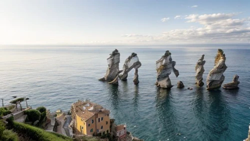 rock formations,rock formation,italy,sea stack,the twelve apostles,tropea,limestone cliff,italia,campania,liguria,cliffs ocean,bonifacio,cliffs of etretat,amalfi coast,coastal and oceanic landforms,stone towers,mediterranean,aphrodite's rock,rock erosion,mediterranean sea,Realistic,Landscapes,Mediterranean