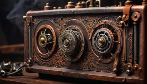 steampunk gears,music chest,antique background,steampunk,vintage camera,old camera,vintage box camera,steamer trunk,ambrotype,music box,clockmaker,antique furniture,antique style,treasure chest,antiquariat,the phonograph,grandfather clock,vintage background,phonograph,antiques,Illustration,Japanese style,Japanese Style 11
