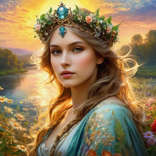 faery,faerie,mystical portrait of a girl,fantasy portrait,jessamine,beautiful girl with flowers,fairy queen,fantasy art,romantic portrait,fantasy picture,girl in flowers,celtic queen,elven flower,the enchantress,celtic woman,girl in a wreath,flower fairy,enchanting,emile vernon,spring crown,Conceptual Art,Fantasy,Fantasy 05