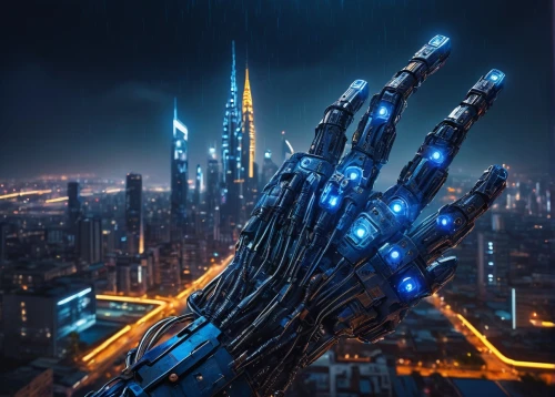 cyberpunk,cybernetics,futuristic,artificial intelligence,dystopian,electro,technology of the future,sci fiction illustration,sci-fi,sci - fi,human hand,scifi,biomechanical,dystopia,sci fi,automation,cyborg,futuristic landscape,metropolis,giant hands,Illustration,Realistic Fantasy,Realistic Fantasy 33