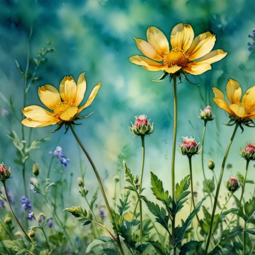 sand coreopsis,cosmos flowers,meadow flowers,wildflowers,osteospermum,wild flowers,coneflowers,yellow daisies,daisy flowers,flower background,blanket flowers,wood daisy background,flower meadow,meadow plant,trollius download,arnica,flowering meadow,african daisies,sun daisies,meadow daisy