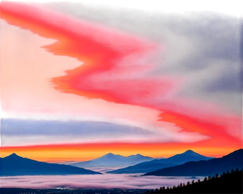 matruschka,panoramical,northen lights,atmospheric phenomenon,mountain sunrise,volcanos,stratovolcano,landscape red,borealis,alaska,mountain ranges,cloud bank,red cloud,red sky,volcanoes,landscape background,volcanic landscape,fire mountain,volcanism,mountains,Conceptual Art,Daily,Daily 22
