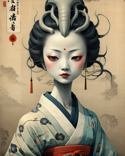 geisha girl,geisha,japanese art,oriental princess,oriental girl,japanese woman,oriental painting,oriental,chinese art,samurai,japanese character,taiwanese opera,shinto,goki,cool woodblock images,the japanese doll,japanese culture,japanese style,chonmage,japanese doll,Illustration,Realistic Fantasy,Realistic Fantasy 17