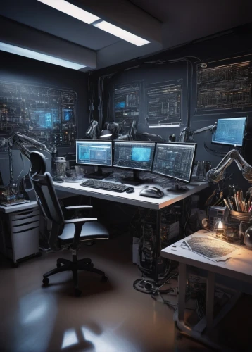 computer room,control desk,computer workstation,control center,computer desk,modern office,working space,the server room,sci fi surgery room,research station,workbench,secretary desk,fractal design,workstation,work space,desk,dispatcher,barebone computer,computer system,trading floor,Illustration,Black and White,Black and White 14