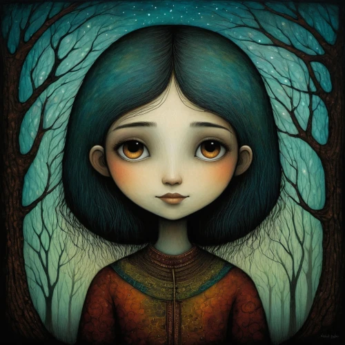 girl with tree,mystical portrait of a girl,fantasy portrait,dryad,fairy tale character,wooden doll,gothic portrait,girl in a long,autumn icon,the girl next to the tree,the little girl,child girl,marionette,the enchantress,clementine,faery,faerie,snow white,tilia,eglantine,Illustration,Abstract Fantasy,Abstract Fantasy 19