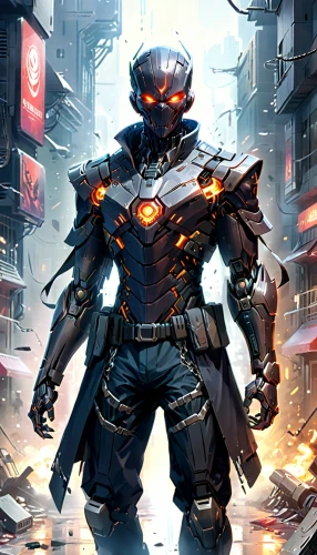 cyborg,armored,enforcer,steel man,sci fiction illustration,game illustration,cyberpunk,core shadow eclipse,cybernetics,mercenary,shredder,zero,mecha,cg artwork,knight armor,iron mask hero,war machine,iron,nova,steel,Anime,Anime,General
