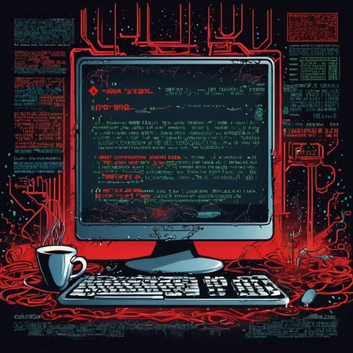 the computer screen,ransomware,computer,computer code,computer screen,computer art,computer program,kasperle,malware,cyber,cyber crime,red matrix,computer freak,hacking,computer terminal,desktop computer,dosbox,computer system,operating system,computer monitor,Illustration,Vector,Vector 16