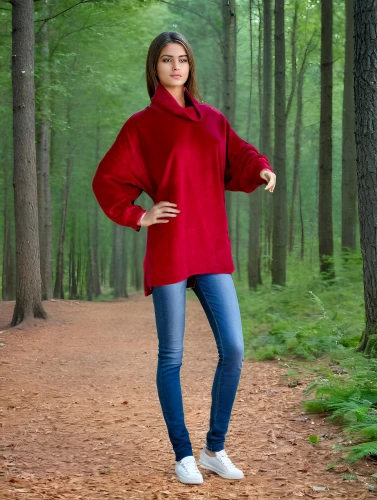 little red riding hood,red riding hood,red tunic,red coat,forest background,long-sleeved t-shirt,ballerina in the woods,red cape,plus-size model,in the forest,autumn photo session,on a red background,long-sleeve,menswear for women,forest walk,female model,girl in a long,farmer in the woods,landscape red,queen-elizabeth-forest-park,Female,Middle Easterners,Straight hair,Teenager,M,Admiring,Sweater With Jeans,Outdoor,Forest