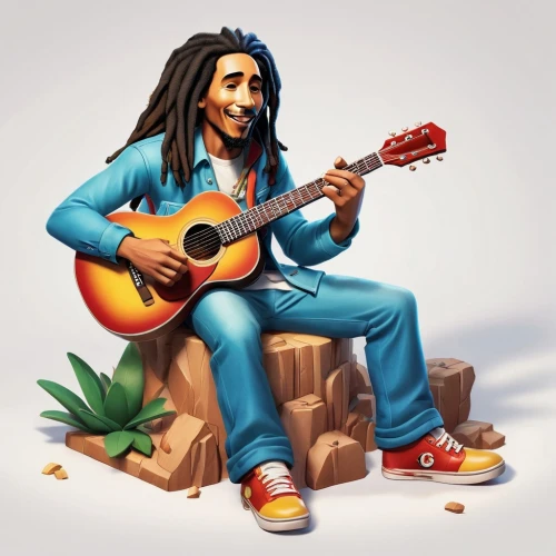 rastaman,cavaquinho,reggae,bob marley,bard,ukulele,guitar player,olodum,itinerant musician,musician,saba banana,art bard,sock and buskin,street musician,stringed instrument,guitar,miguel of coco,guitarist,dreadlocks,buskin,Unique,3D,Isometric