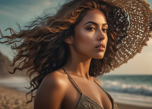 beach background,girl on the dune,moana,artificial hair integrations,portrait photography,polynesian girl,vietnamese woman,photoshop manipulation,image manipulation,womans seaside hat,portrait background,retouching,management of hair loss,sand waves,retouch,miss vietnam,romantic portrait,portrait photographers,beach shell,photo manipulation,Photography,General,Fantasy