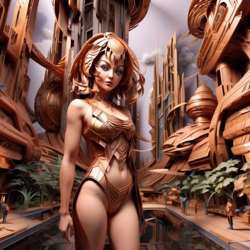 goddess of justice,3d fantasy,wood elf,kotobukiya,nami,terracotta,background ivy,cardboard background,medusa,elza,fantasy woman,wooden figure,wooden figures,cg artwork,fantasy art,sculptor,wood carving,figure of justice,carved wood,venus