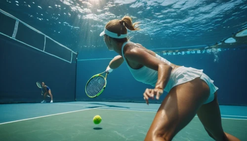 woman playing tennis,tennis,tennis player,underwater sports,tennis lesson,real tennis,racquet sport,pool cleaning,paddle tennis,under water,tennis skirt,tennis court,under the water,pickleball,tennis equipment,underwater background,soft tennis,sexy athlete,water volleyball,tennis racket accessory,Photography,General,Cinematic