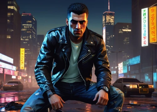 cyberpunk,pompadour,dusk background,black city,game illustration,jacket,portrait background,renegade,background images,game art,background image,gangstar,punk,jean jacket,shepard,cobra,spotify icon,daemon,twitch icon,adam,Illustration,Abstract Fantasy,Abstract Fantasy 16