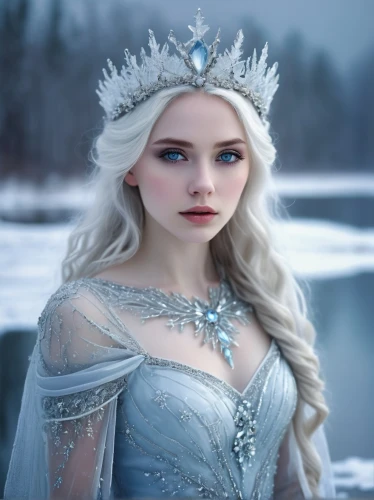 the snow queen,white rose snow queen,ice queen,suit of the snow maiden,ice princess,elsa,winterblueher,eternal snow,fairy tale character,fairy queen,winter rose,frozen,celtic queen,fantasy picture,fantasy portrait,violet head elf,winter background,nordic,white winter dress,elven,Conceptual Art,Daily,Daily 34