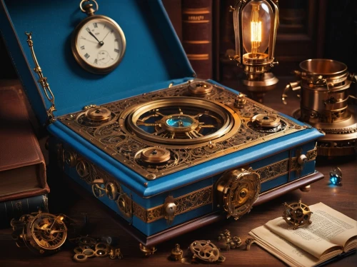 clockmaker,watchmaker,treasure chest,ornate pocket watch,music box,astronomical clock,grandfather clock,scientific instrument,pocket watch,antiquariat,book antique,longcase clock,orrery,magnetic compass,bearing compass,steampunk gears,chronometer,the gramophone,pocket watches,antiques,Illustration,American Style,American Style 10