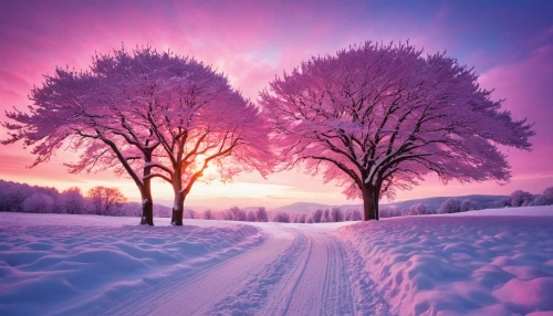 snow landscape,snow trees,winter landscape,snowy landscape,purple landscape,winter background,winter magic,winter forest,pink dawn,snow scene,splendid colors,winter morning,snow tree,ice landscape,winter tree,winter dream,purple and pink,hoarfrost,snow fields,snowy tree,Photography,General,Realistic